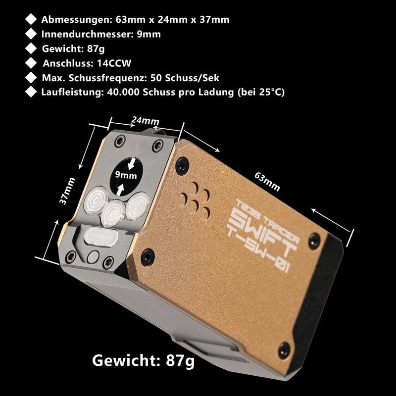 T238-Swift Tracer Unit,Airsoft Spitfire Tactical Simulator for Airsoft Green Tracer BBS/Gel Balls with 14mm CCW and 11mm CW interfaces.