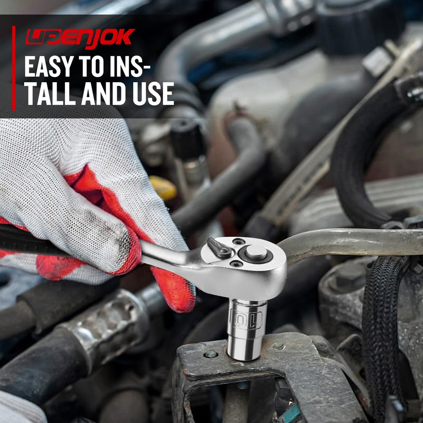 Upenjok 6PCS 3/8" Drive 10mm Socket Set, Deep & Shallow, Mirror Finish, Cr-V Steel