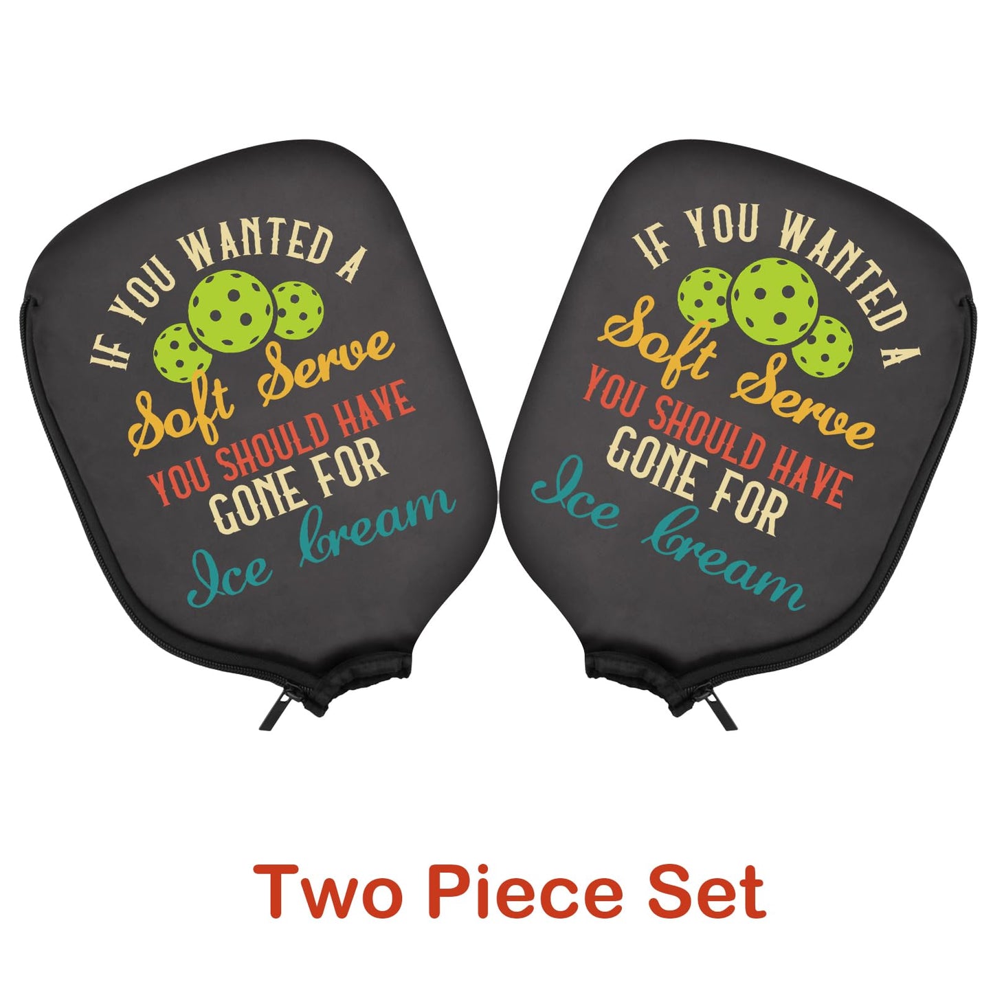 PWHAOO 2PC If You're Looking for A Soft Serve Go Get Ice Cream Pickleball Paddle Covers Funny Pickleball Paddle Pouch Gift (Get Ice Cream Paddle)
