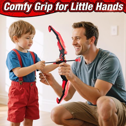 HYES Kids Bow and Arrow Set - LED Light-Up Archery with 12 Suction Cup Arrows & Targets | Indoor/Outdoor Fun for Ages 4-12