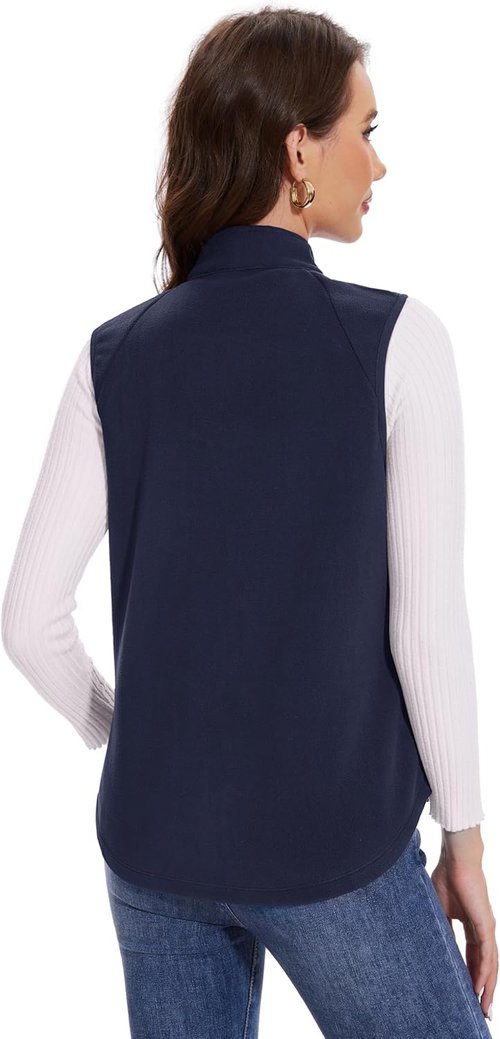 MAGCOMSEN Women's Fleece Vest - Lightweight Soft Warm Sleeveless Jacket with Zipper Pockets