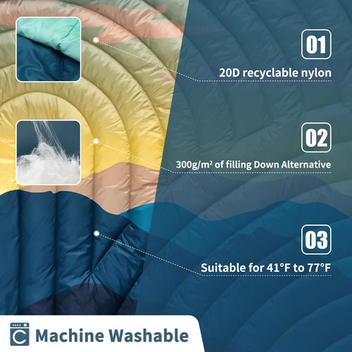 hotkoko Mini Camping Blanket,Lightweight Puffy Printed Camping Blanket Packable Outdoor Blanket for Camping,Traveling, Stadium, Hiking, Picnics