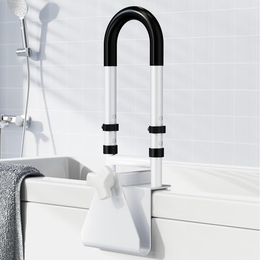 Adjustable Bathtub Safety Rail Grab Bar for Seniors & Elderly - Non-Slip Handle, 14-18 Inch Height, Supports 300 lbs