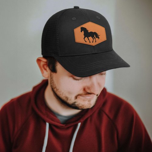 Jiaazerd Horse Baseball Cap for Horse Lovers,Leather Trucker Hat Snapback Hat for Men Women Brown