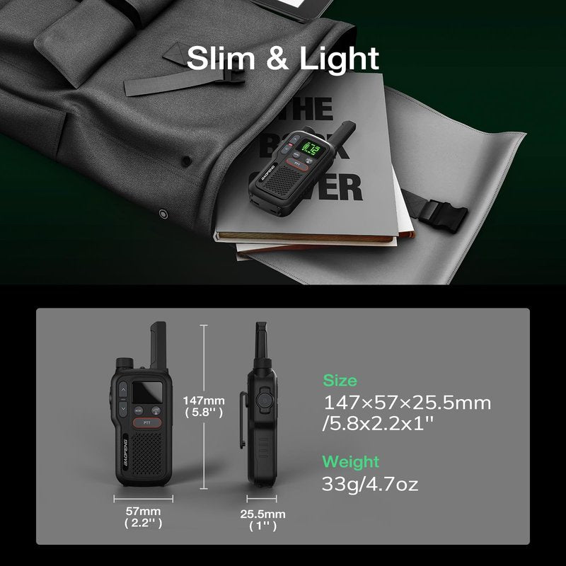 BAOFENG GT-18 Walkie Talkies for Kids Adult, License Free Long Range Rechargeable FRS Two Way Radio,1500mAh Battery, 22 Channels with NOAA, Scan for Camping Hiking Family, 3 Pack (Dark Black)
