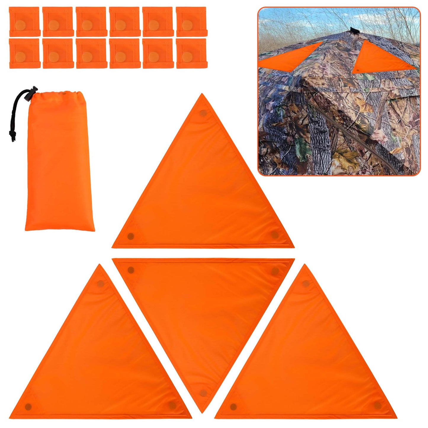 Shupakul 4 Pcs Blaze Orange Safety Panels,Waterproof Hunting Safety Blind Panels with 12 Buttons & Storage Bag,Portable Blind Cover for Ground Blind Tree Stand