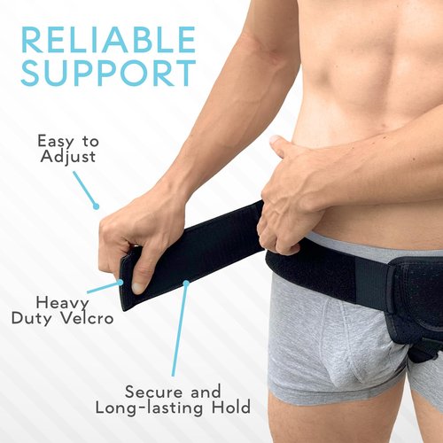 Adamson Inguinal Hernia Support Belt for Men I Fits Left or Right Side I Post Surgery Men and Womens Hernia Support Truss for Inguinal, Groin Hernias I Adjustable Waist Strap