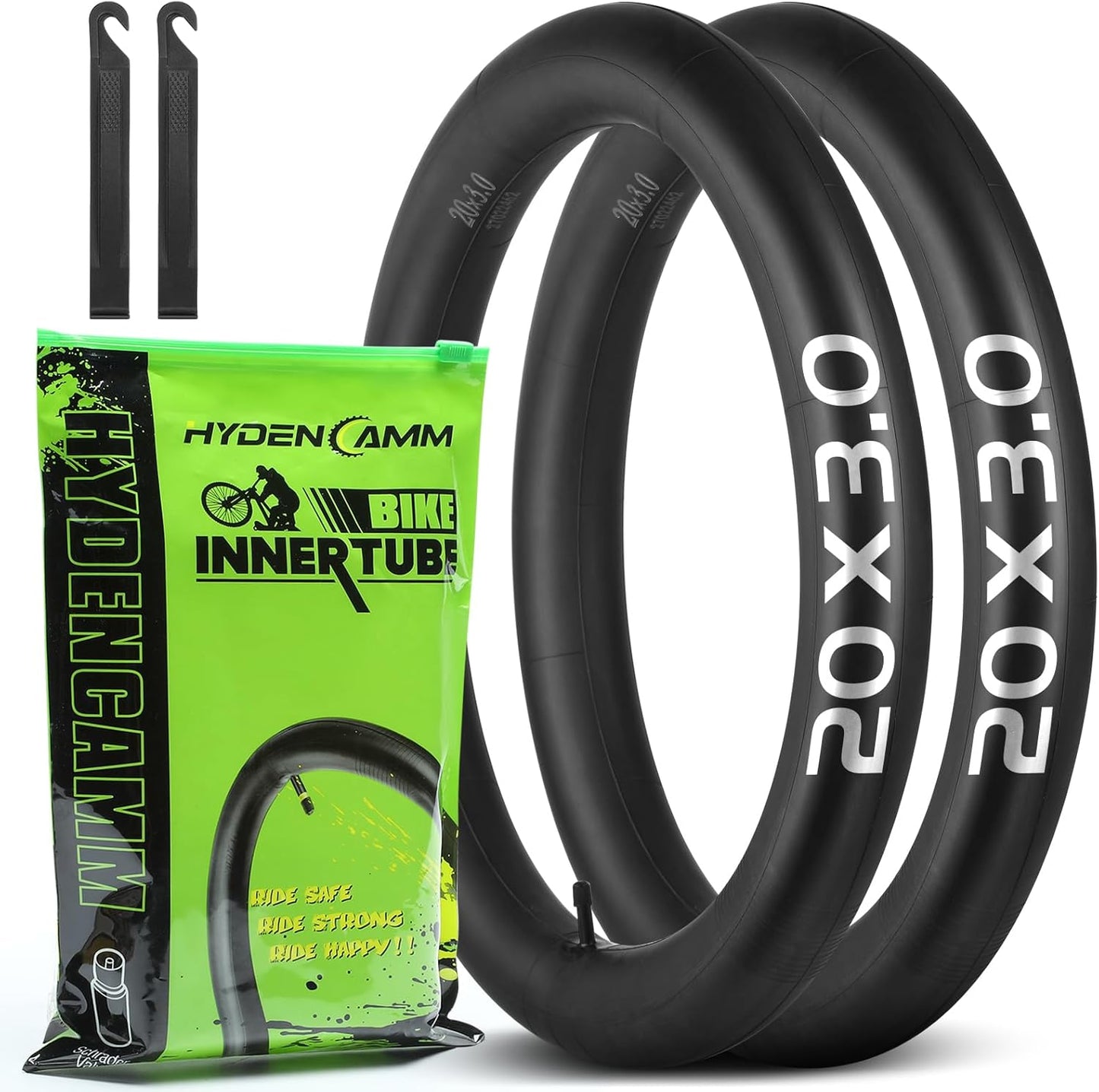 Skiennix Fat Tire Bike Inner Tubes - 20/26" x 3.0/3.5 with 32mm AV Schrader Valve & Tire Levers | Durable Butyl Rubber
