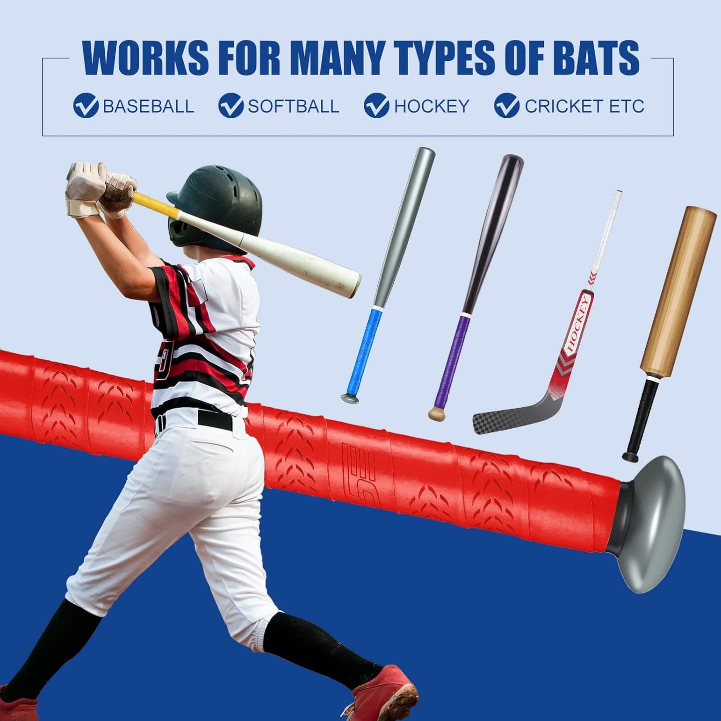 Sosation Bat Grip Tape - 12 Rolls of Comfortable, Soft, Full Adhesive Replacement for Baseball & Softball