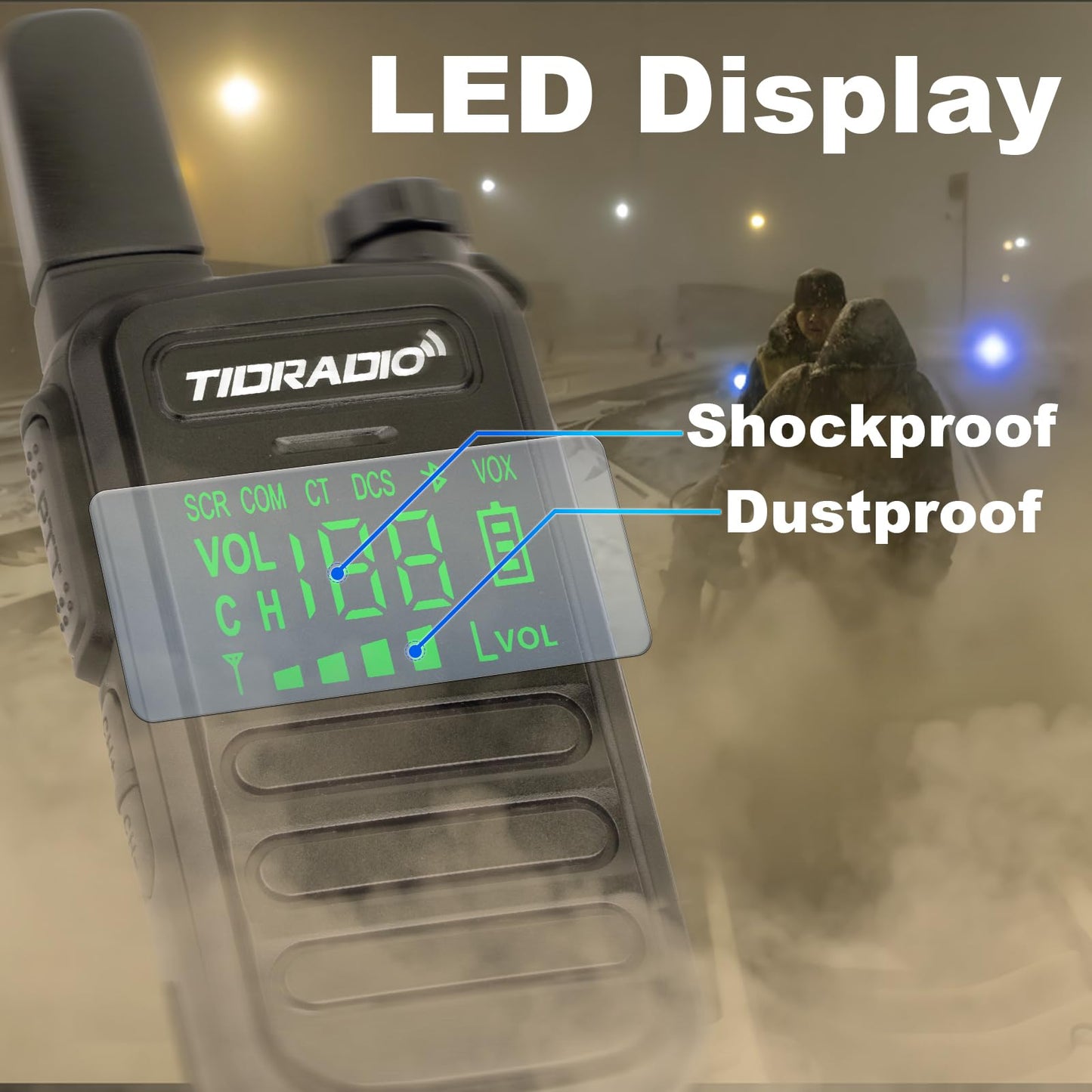 TIDRADIO TD-M11 Walkie Talkies Waterproof IP67 FRS Long Range Two Way Radio with LED Display,NOAA Weather,Walky Talkiy for Industry, Security Work (2 Pack)