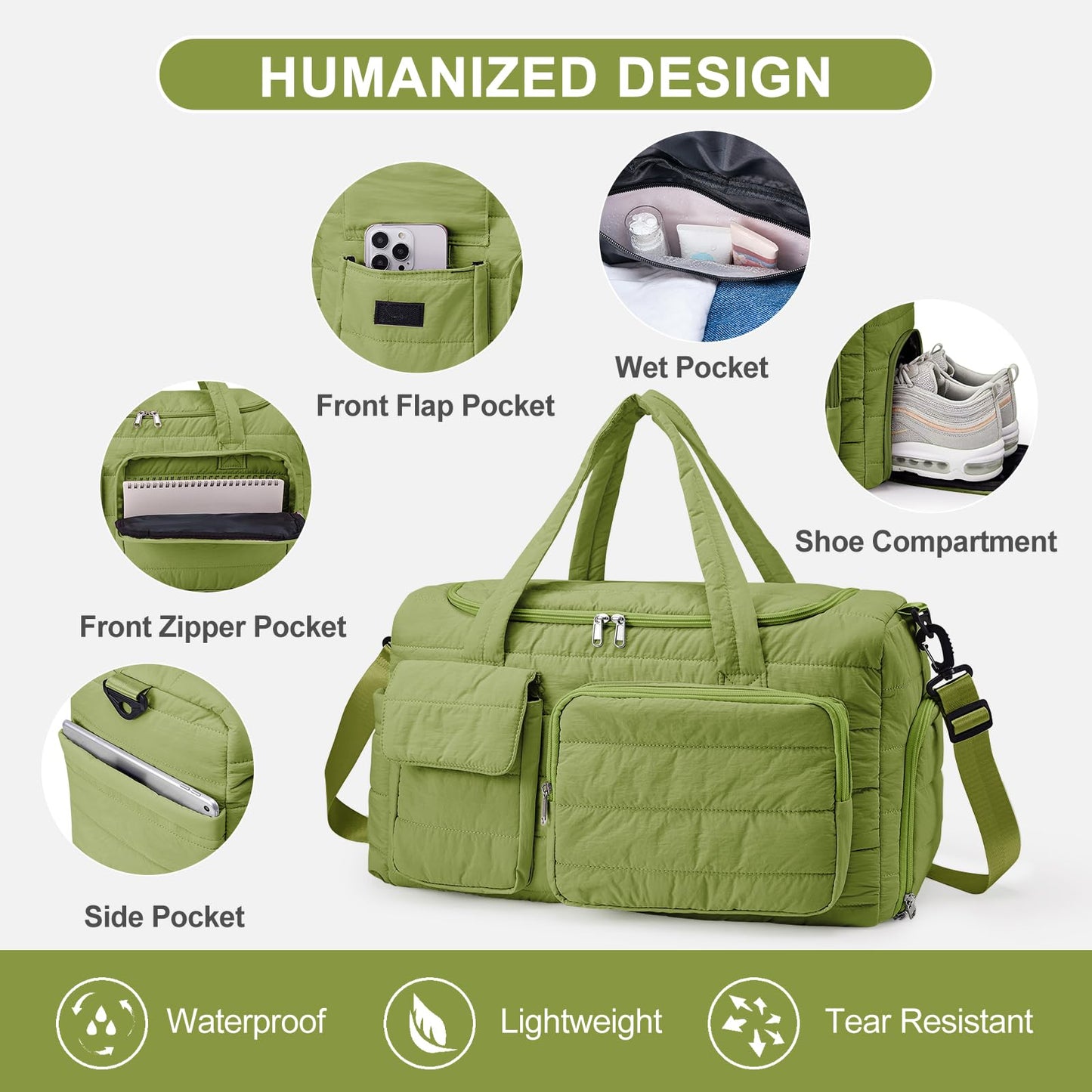 Small Gym Bag for Women, Travel Duffle Bag Carry On Weekender Bag with Shoe Compartment