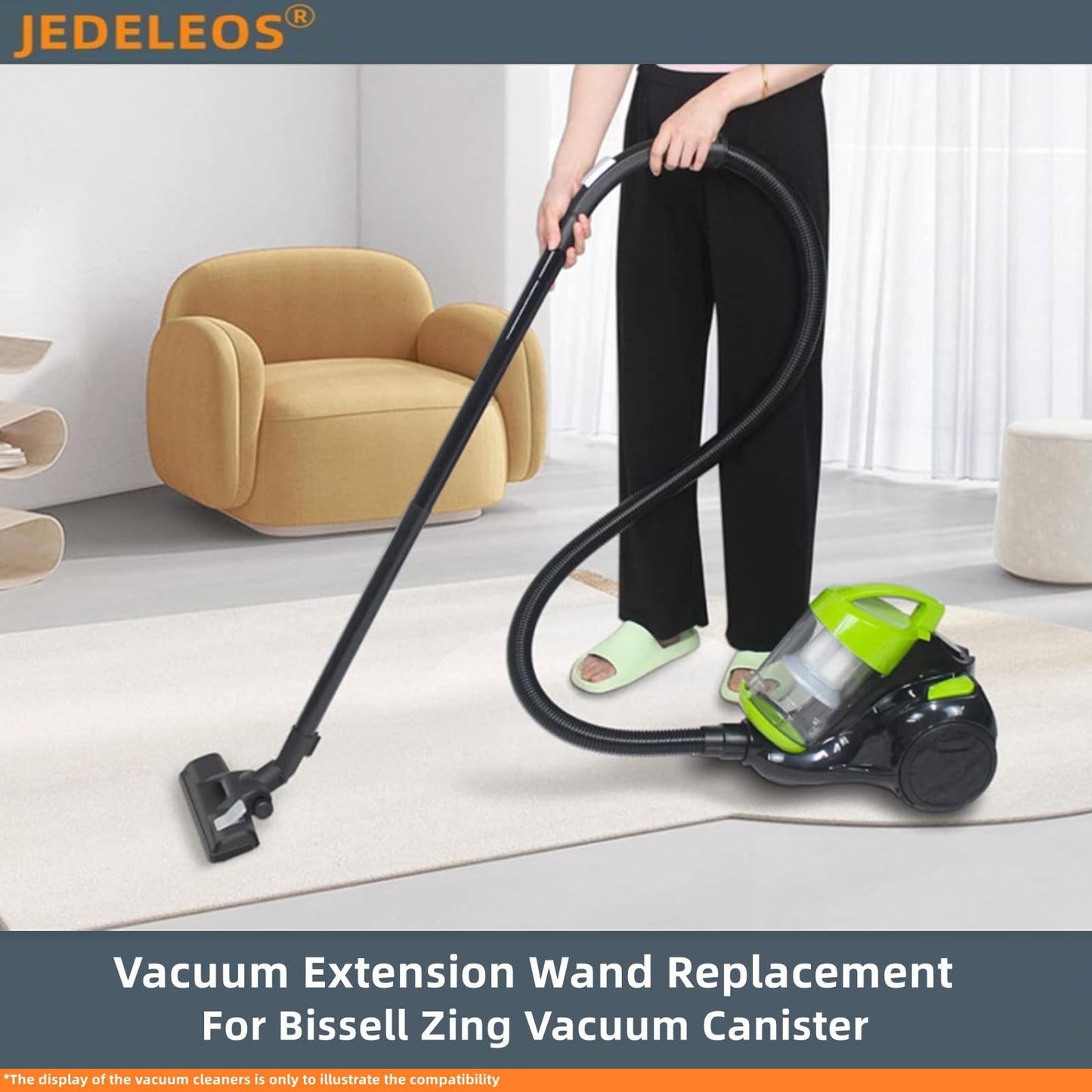 JEDELEOS Extension Wand Replacement Hose for BISSELL Zing Canister Vacuum Model 2156A, 1665, 16652, 1665W and 21562 Series (17.8inch, Pack of 2)