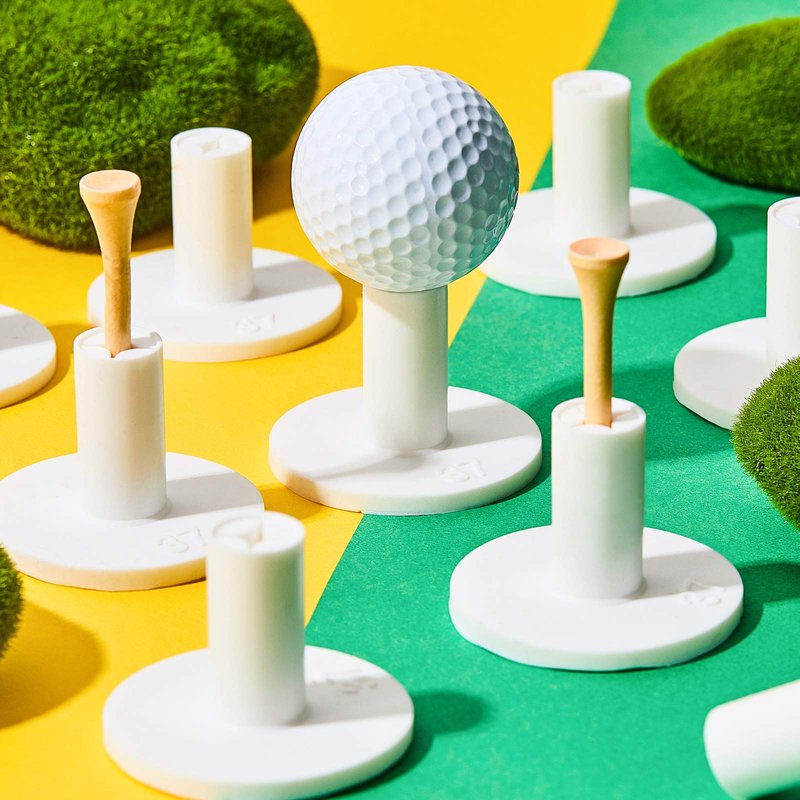 Sumind 10 Set Golf Rubber Tee Holder Set for Driving Range Golf Practice Mat Indoor Outdoor Size 1.5 Inch (10 Rubber Tee Holders, 10 Bamboo Tees)