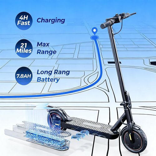 Electric Scooters | 500W Motor, 18 MPH Speed, 21 Miles Range - 8.5'' Tires for Adults & Teens