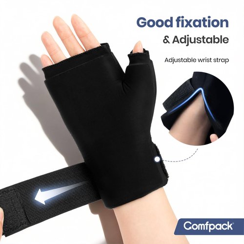Comfpack Hand Ice Pack Glove, Soft Gel Thumb & Wrist Ice Pack Wrap Reusable Hot Cold Therapy Compress for Arthritis, Tenosynovitis, Swelling, Surgery, Tendonitis, Carpal Tunnel, Trigger Finger