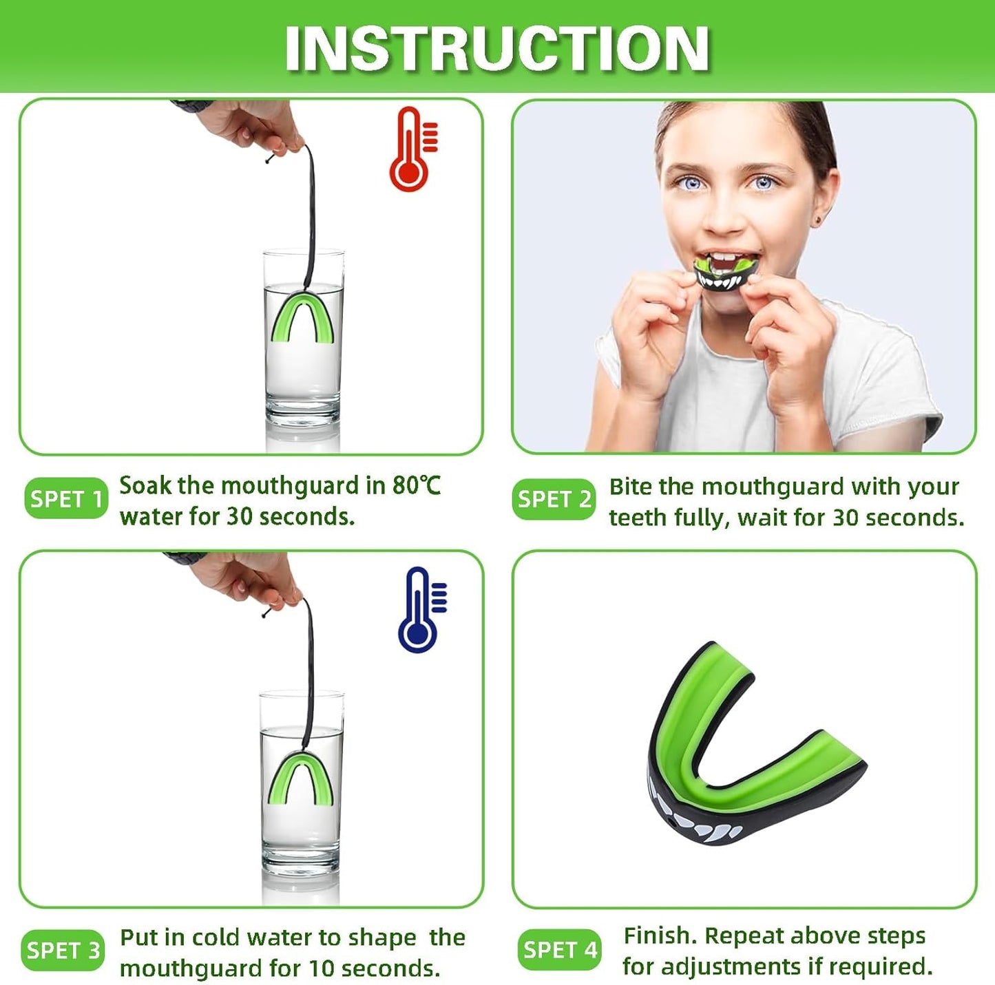 MENOLY Kids Youth Mouth Guard - 3 Packs with Strap for Football, Boxing, Lacrosse & More | Ages 6-12