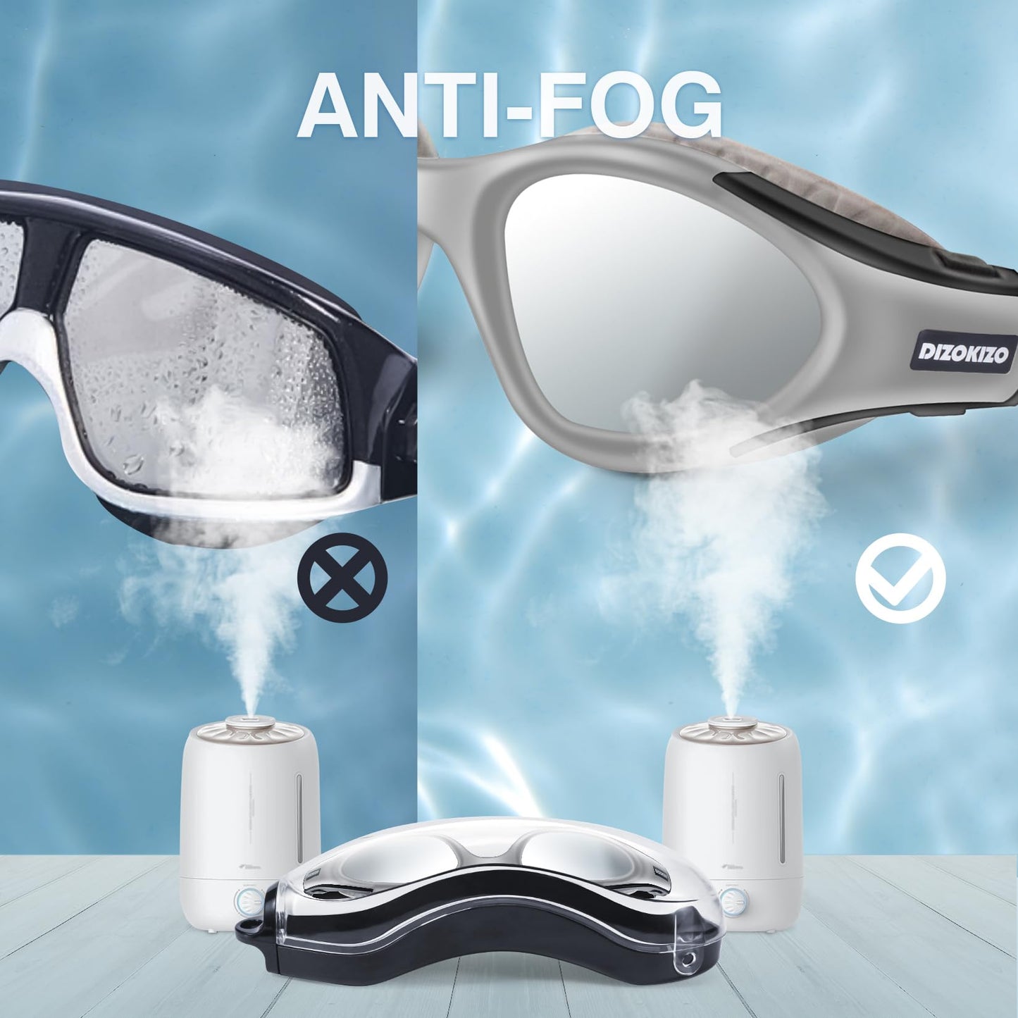 Dizokizo Swimming Goggles UV Protection Anti-Fog No Leaking Swim Goggles Easy to Adjust for Adult Men Women