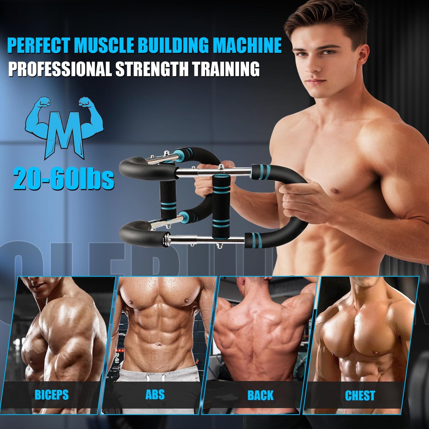 Arm Twister Trainer, 20-60lb Adjustable Chest Exerciser & Arm Trainer, Portable Chest Trainer for Men & Women, Home Gym Body Strength Workout Equipment