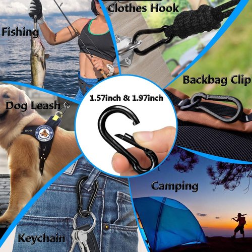 Heavy Duty Black Carabiner Clip by [Brand Name] - Quick Link Snap Hook for Camping, Hiking, and Keychains