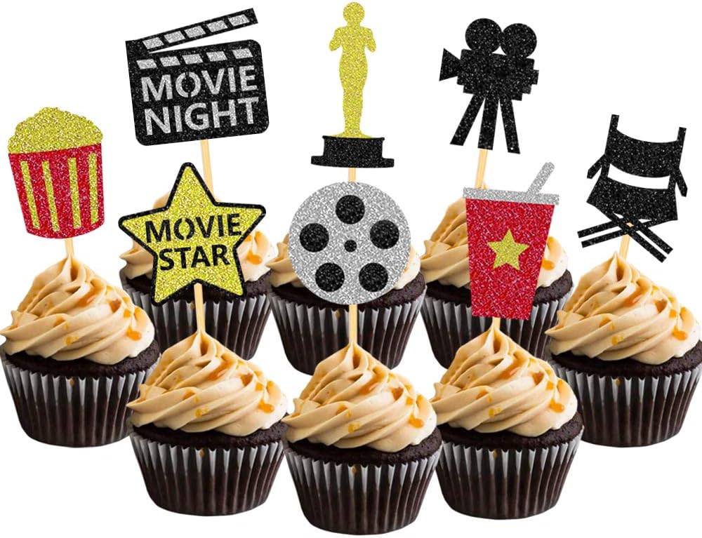 Regine Switzerland Theater Cupcake Toppers - Fun Movie Night Cake Decorations | Set of 24