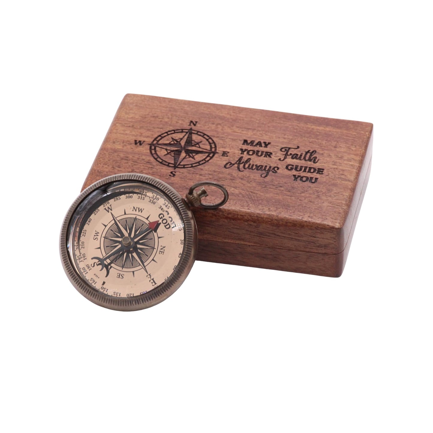 in All Your Ways Proverb 3:6 Compass – Scripture Engraved Antique Brass Finish – Christian Gift for Men, Son, Husband – Keepsake with Rosewood Box for Graduation