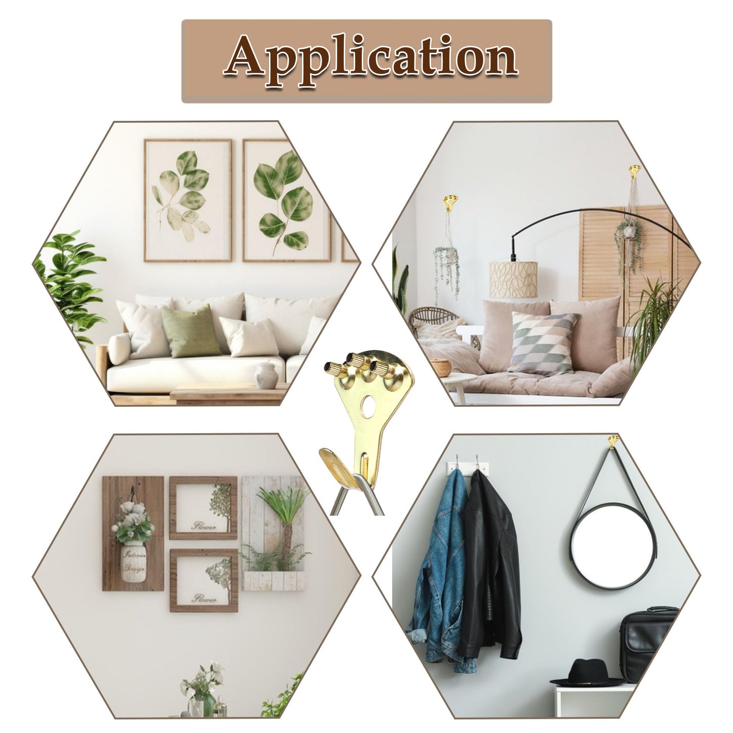 Apalie 12PCS 100lbs Heavy Duty Picture Hangers with Nails,Picture Hanging Hooks,Heavy Picture Hanging Hardware Used in Wooden Wall & Drywall for Mirror, Photo Frame,Clock,House Decoration