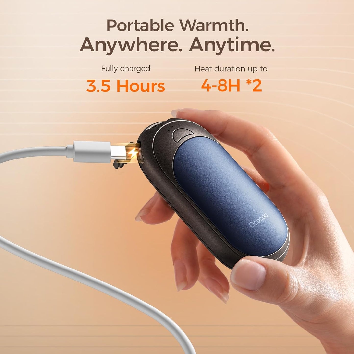 OCOOPA Rechargeable Magnetic Hand Warmers - 3 Heat Settings, Pocket-Sized, Lasts Up to 8 Hours | Perfect for Outdoor Activities