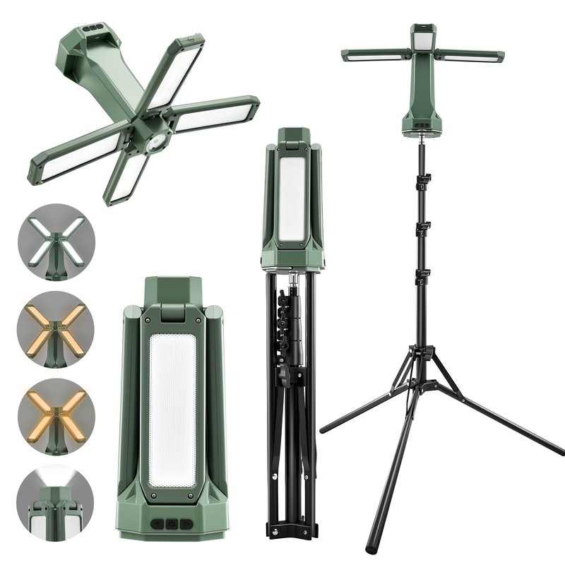 SakerNeo Portable Camping Light with Stand 67'' Rechargeable Work Light - 6500Lumen, 20000mAh Battery, 2700K-6000K Dimmable Camping Lattern with Magnetic Base for Camping, Garage, Emergency