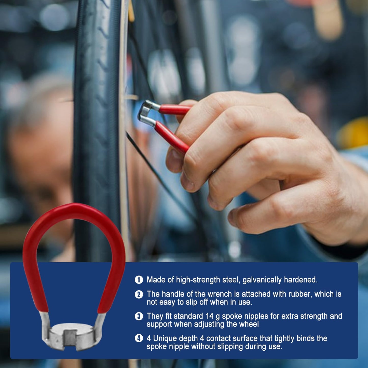 SWTHM 12Pcs/pk Bicycle Spoke Tension Meter Wrench Repair Tool Set, Bike Spoke Adjustment Bicycle Wrench Aluminium Alloy Wheel Repair Tool with Valve Wrench/Tire Lever/Hex/Socket Wrench/Spoke Wrench
