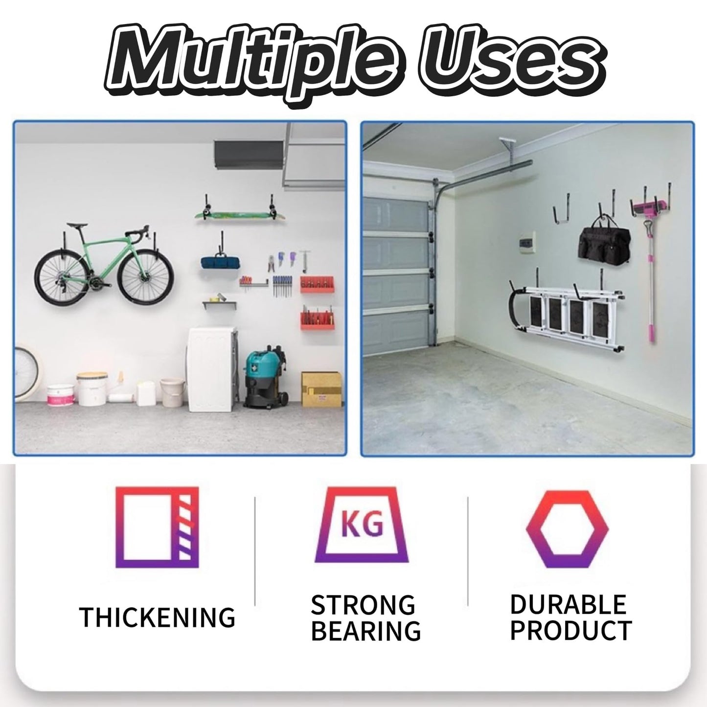 CROISSANT 2Pack Garage Storage Ladder Hook, Suitable for Kayak Hangers for Garage Wall, Heavy Duty Hooks for Hanging 50 lbs