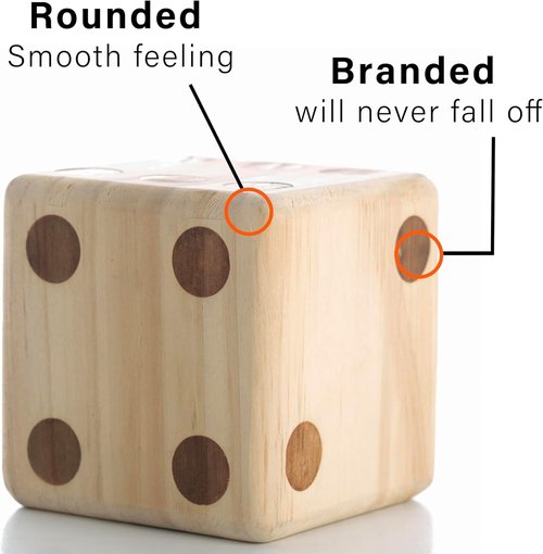Giant Wooden Yard Dice - Outdoor Game Set of 6 with Two Fun Games for Family Gatherings