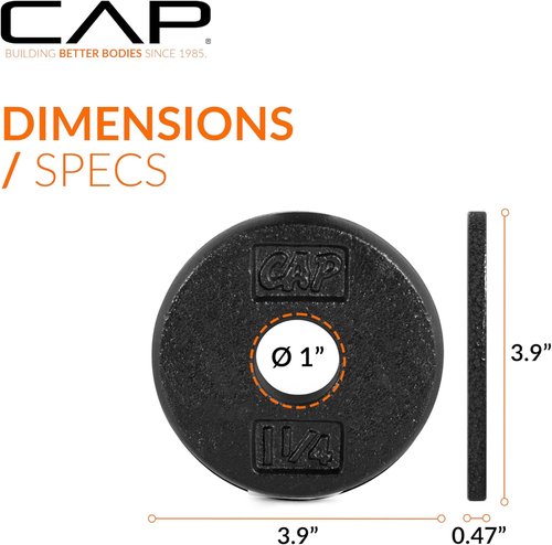 CAP Barbell Standard Weight Plates - Durable Cast Iron for Strength Training | 1.25-50 lbs Options