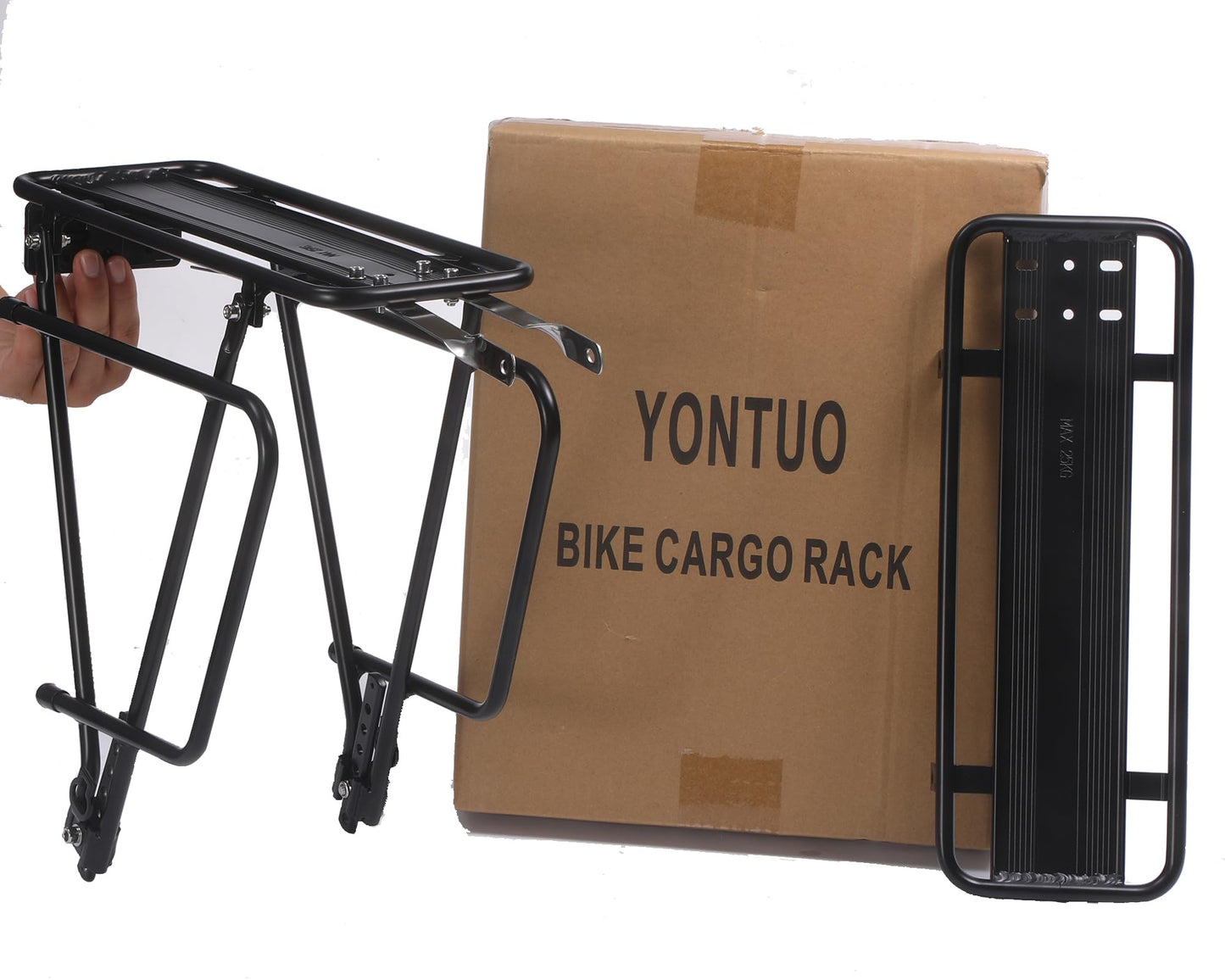 YONTUO Rear Bike Rack,Bike Cargo Rack,Bicycle Pannier Rack with Reflector and Cargo Net,Height Adjustable Fit 26”-29” and 700c Bike with Non-disc Brake,BCR04