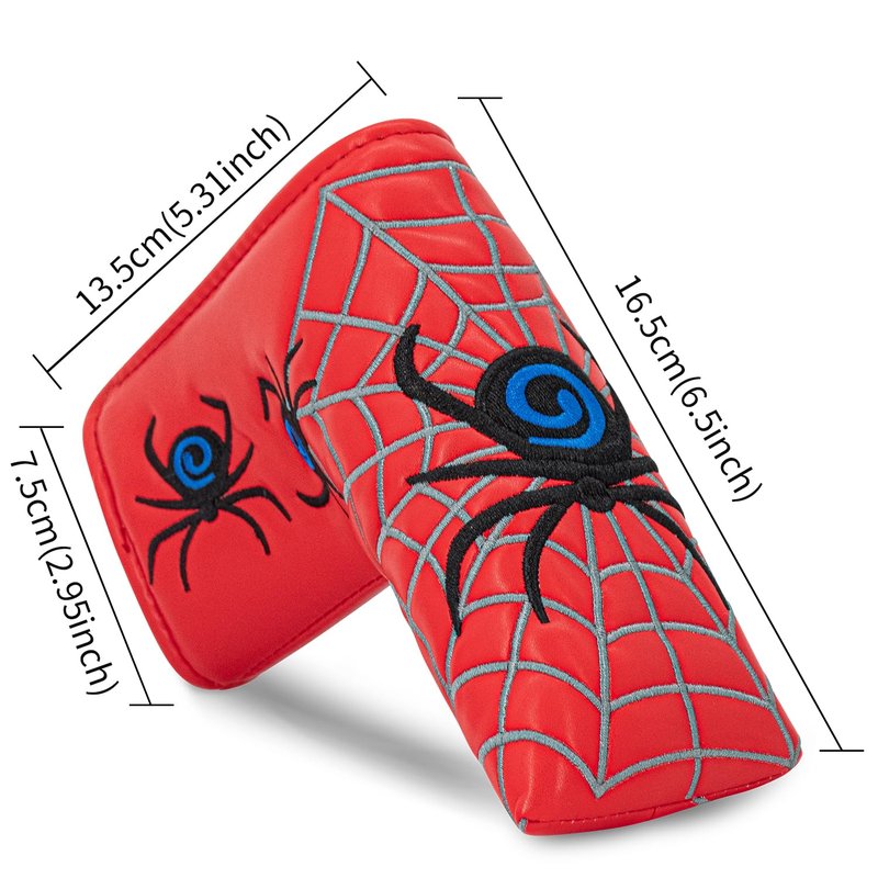 Spiders Golf Blade Putter Cover Golf Putter Headcover Synthetic Leather Closure for Scotty Cameron Odyssey Blade Taylormade Ping. (Red)