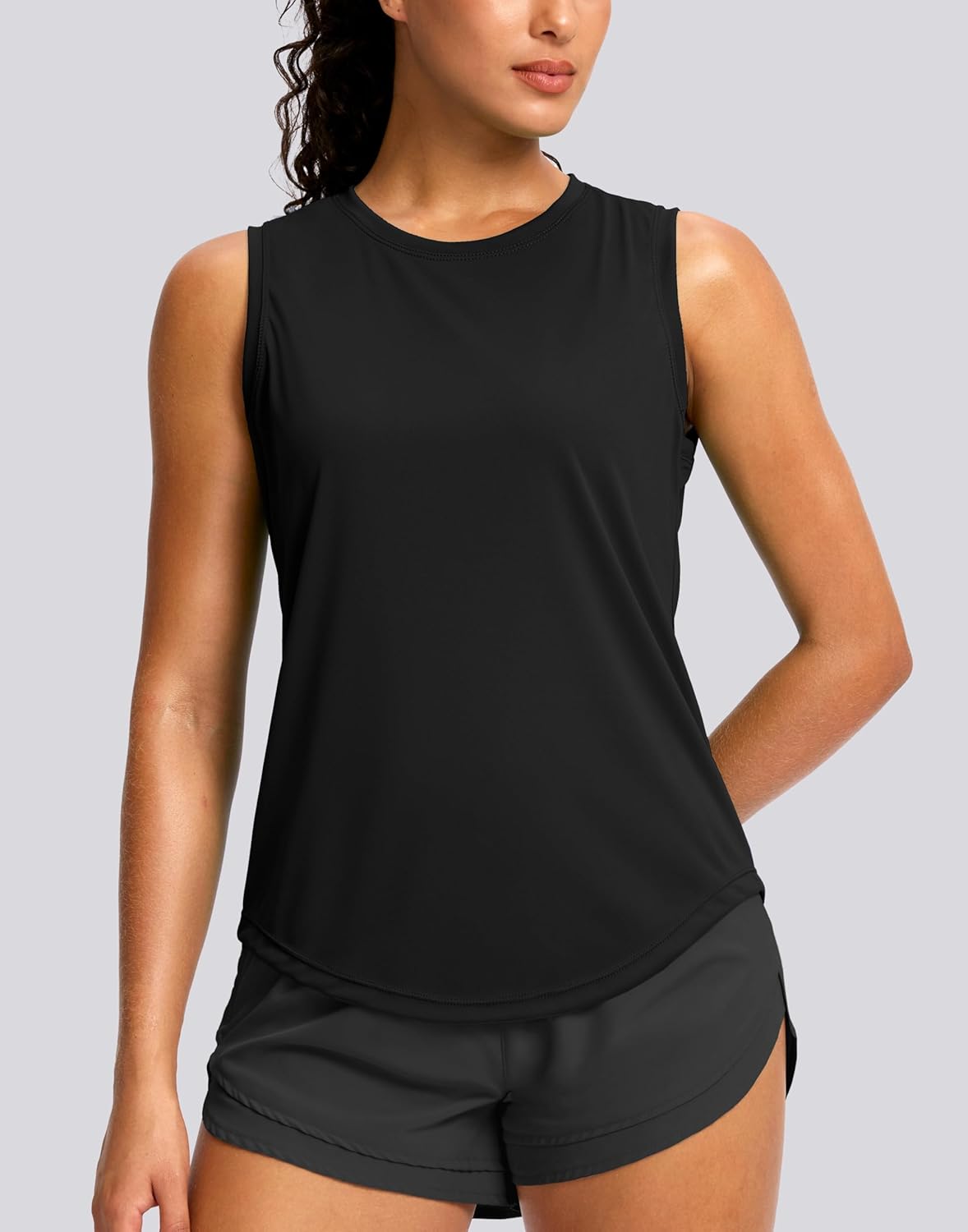 SANTINY Women's Sleeveless Workout Tank Tops - Breathable Lightweight Athletic Shirts for Yoga & Running