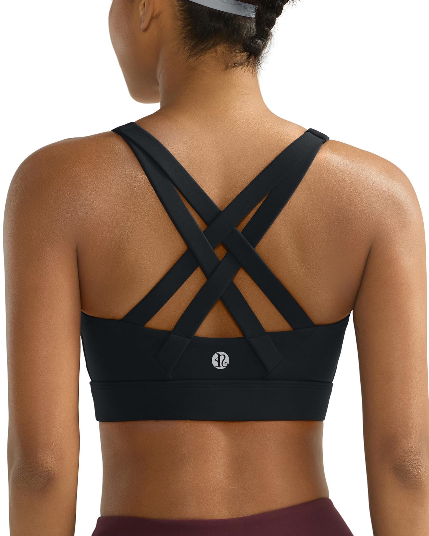 RUNNING GIRL Black Sports Bra for Women,Molded Cups High Support Sports Bras for Women Large Bust(3080Black_L)