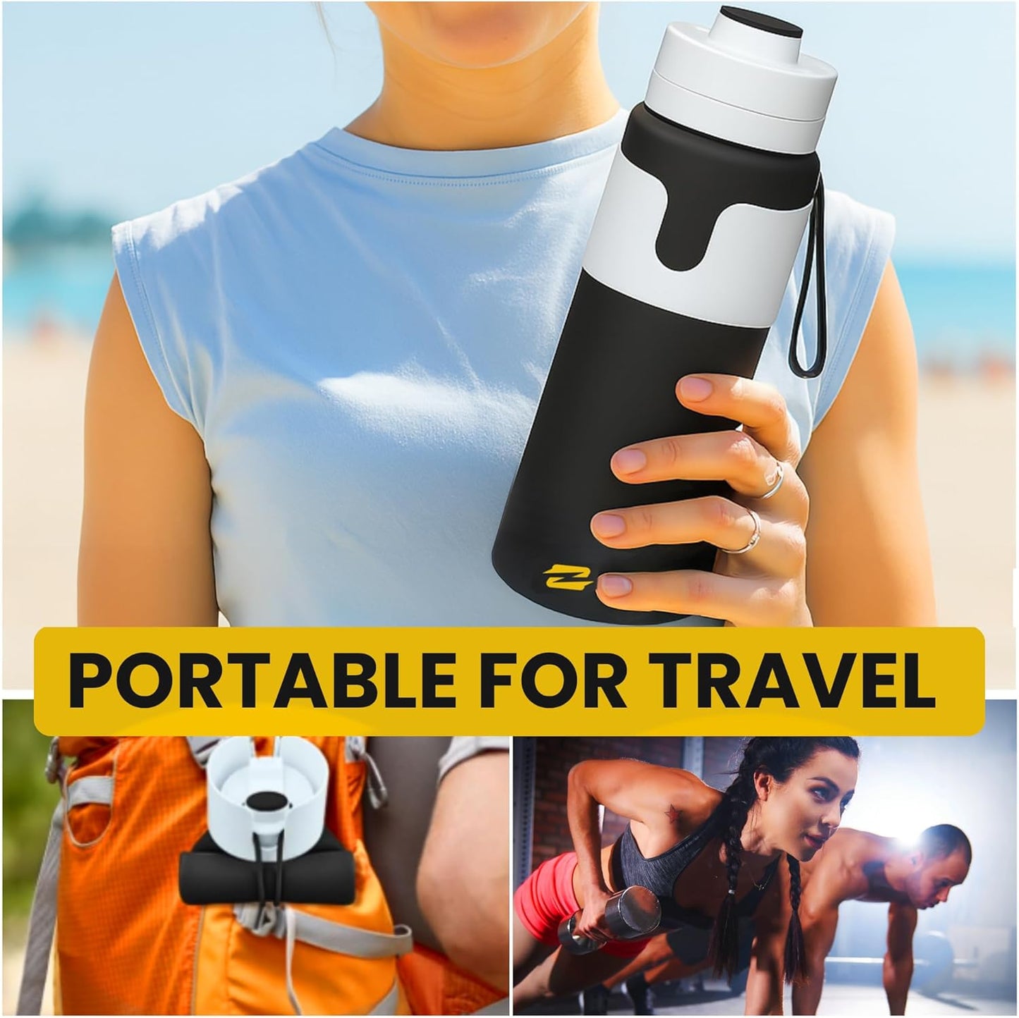 Skiennix Collapsible Water Bottle - BPA-Free Silicone, Leak-Proof & Lightweight for Travel | Compact & Easy to Clean