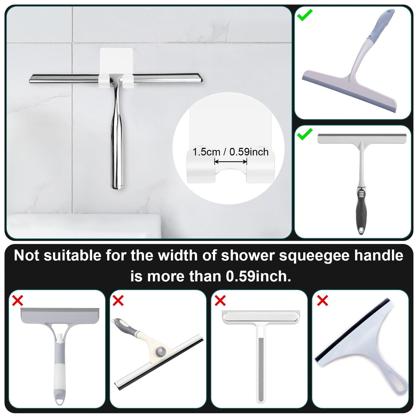 CGBE 4 Pack Shower Hooks - Self Adhesive Shaver Holder Hanger for Bathroom, Damage Free Wall Hooks for Razor, Loofah Sponge - White