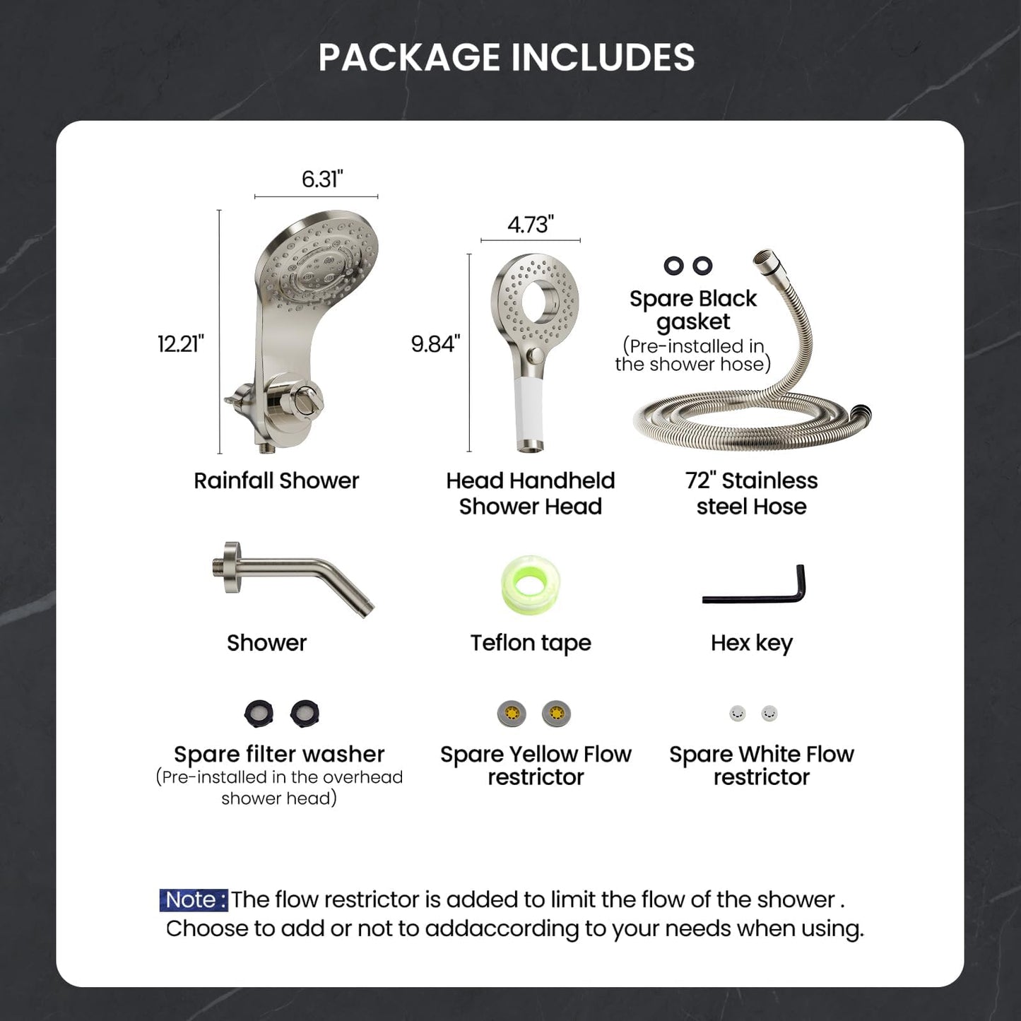 2 IN 1 Anti Clogging High Pressure Magnetic Shower Heads With Handheld Spray Combo And Shower Faucet Set Brushed Nickel Detachable Dual Shower Head, 8 Spray Modes