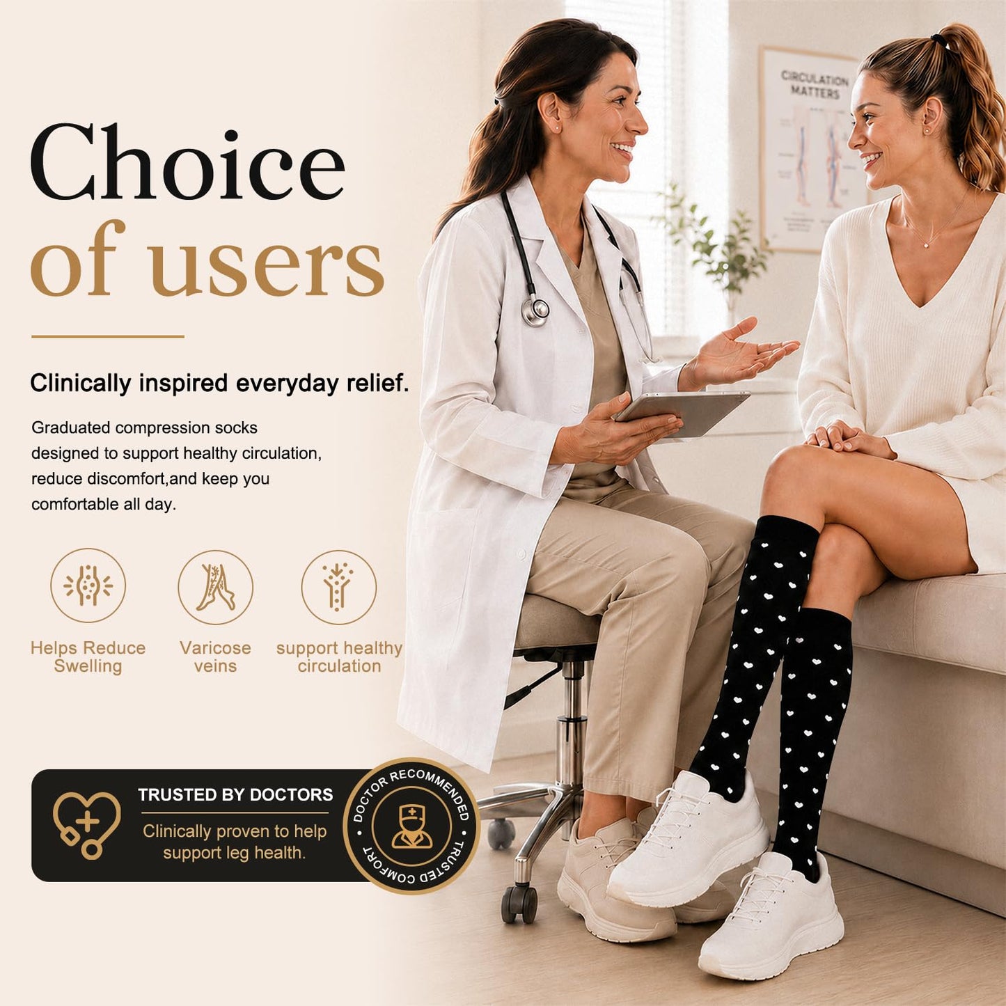 BLUEENJOY Copper Compression Socks for Women & Men (6 pairs) - Best Support for Nurses, Running, Hiking, Recovery