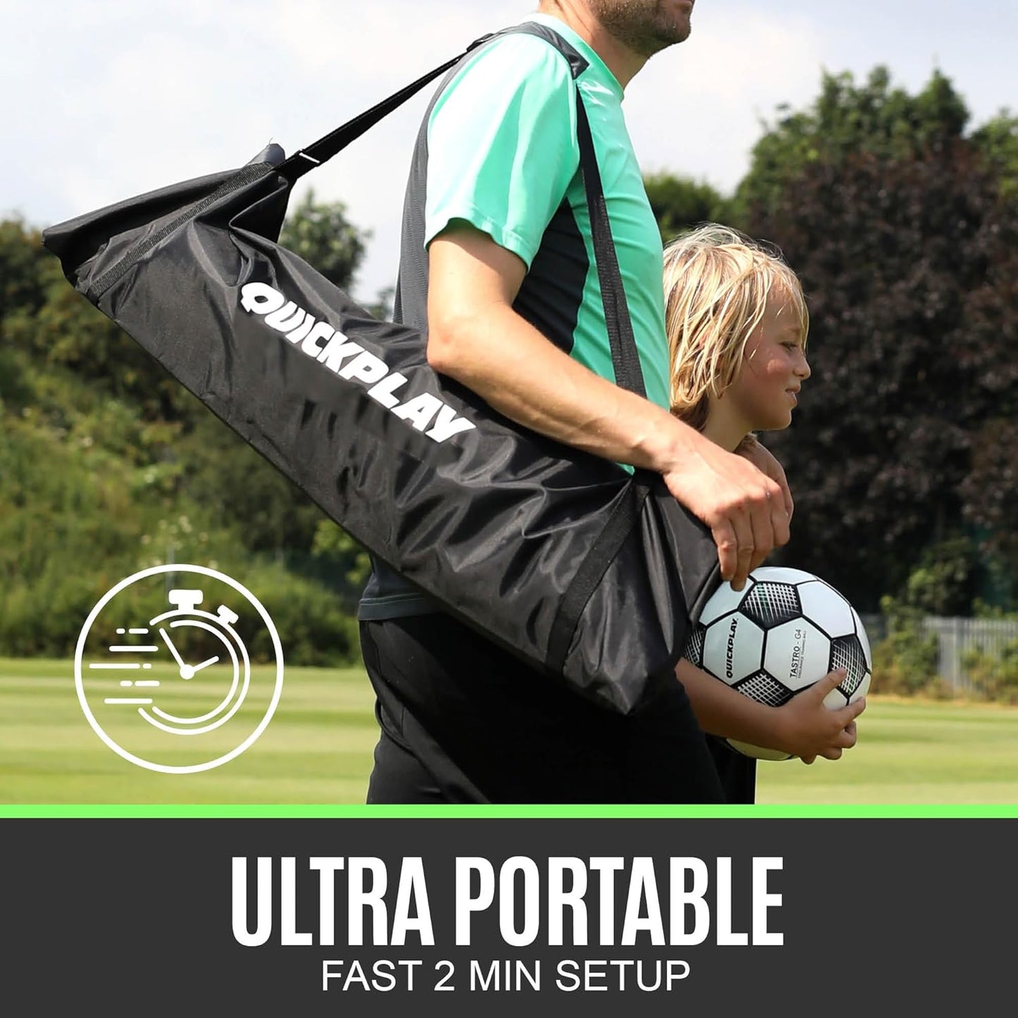 Quickplay Kickster Soccer Goal - Ultra Portable Design | Easy Setup | Includes Net & Carry Bag | 7 Sizes Available