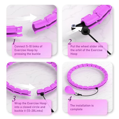 JKSHMYT Weighted Hula Circle Hoops for Adults Weight Loss, Infinity Fitness Hoop Plus Size 55 Inch, 28 Detachable Links, Exercise Hoop Suitable for Women and Beginners