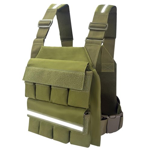 Weighted Vest for Men Women, Adjustable Tactical Weight Vests for Rucking Walking Running Crossfit Strength Training (Without Weight Blocks) Green