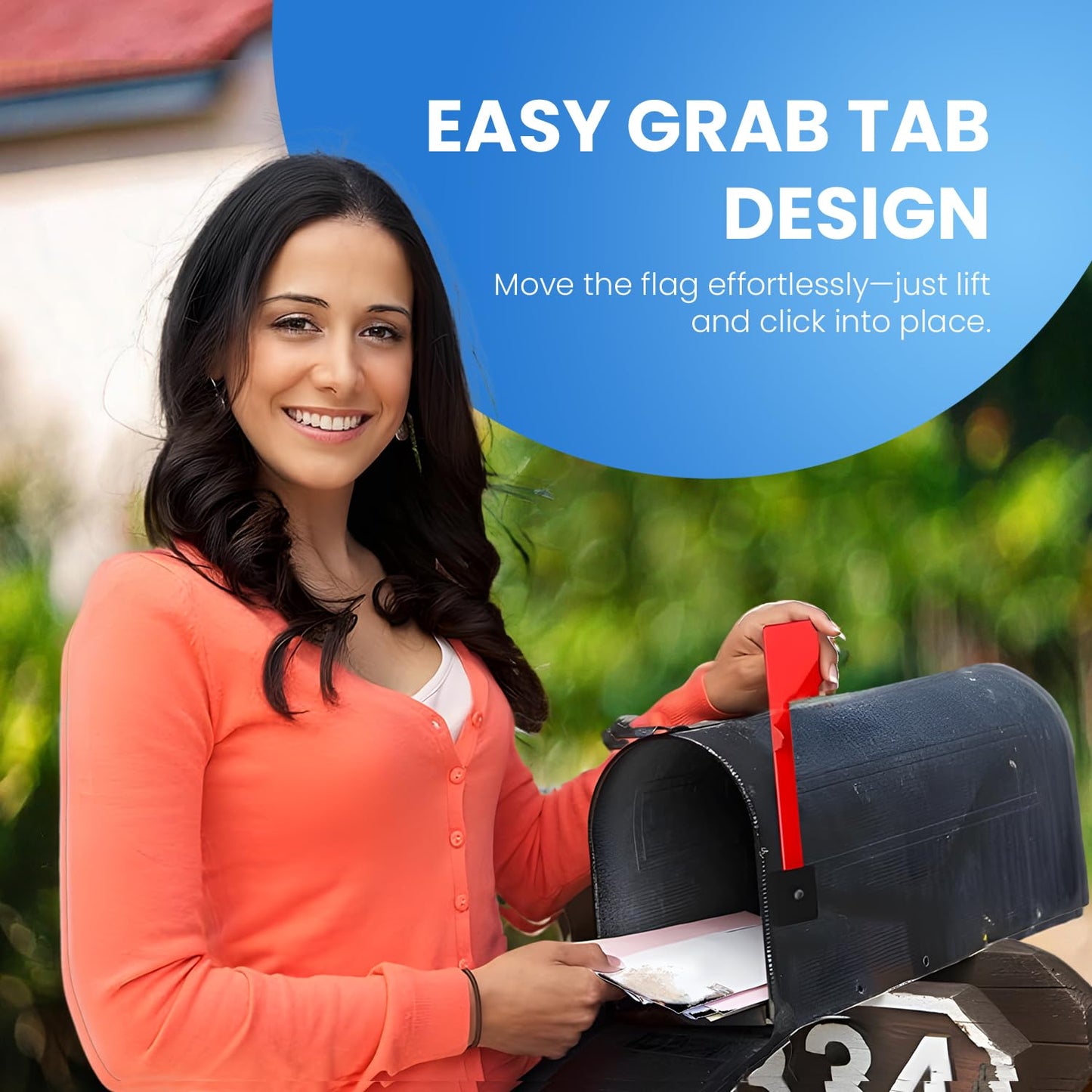 No Tools Needed with Optional Screws Mailbox Flag Replacement (Pack of 1) – Weather-Proof Strongest Adhesive Red Flag for Mailboxes Outside – Two Installation Options