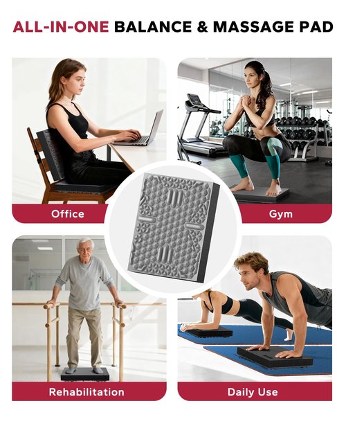 HAPBEAR Exercise Balance Pad - 15"x12" Non-Slip Textured Foam Balance Pad with 2-in-1 Stability & Massage - 2.2" Thick TPE Layer with Soft Cushioning + EVA Massage Layer for Physical Therapy, Core Training & Massage