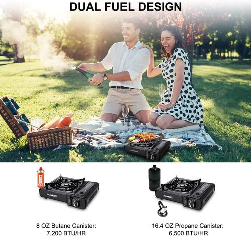 Camplux Dual Fuel Portable Camping Stove - Propane & Butane with Carrying Case | CSA Certified