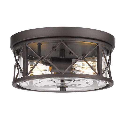 zeyu 2-Light Flush Mount Ceiling Light, 12 Inch Kitchen Light Fixtures Ceiling with Clear Glass Cover, Oil Rubbed Bronze Finish, ZY25-F ORB