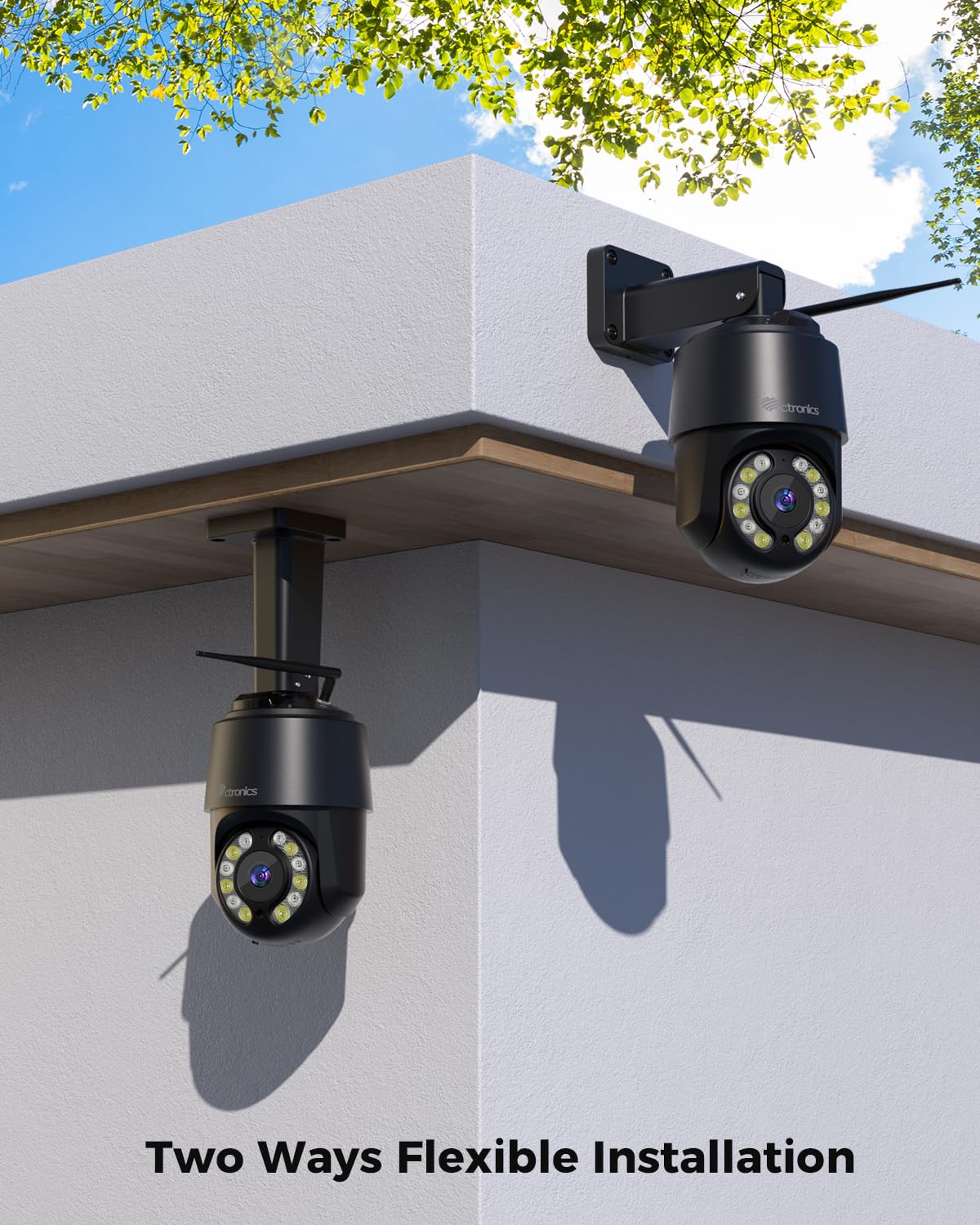 Ctronics 4K 8MP Security Camera Outdoor, PTZ Camera WiFi 2.4/5GHz, AI Human/Vehicle/Pet Detection, Auto Tracking, Color Night Vision, Red & Blue Light Alarm, IP66/Metal