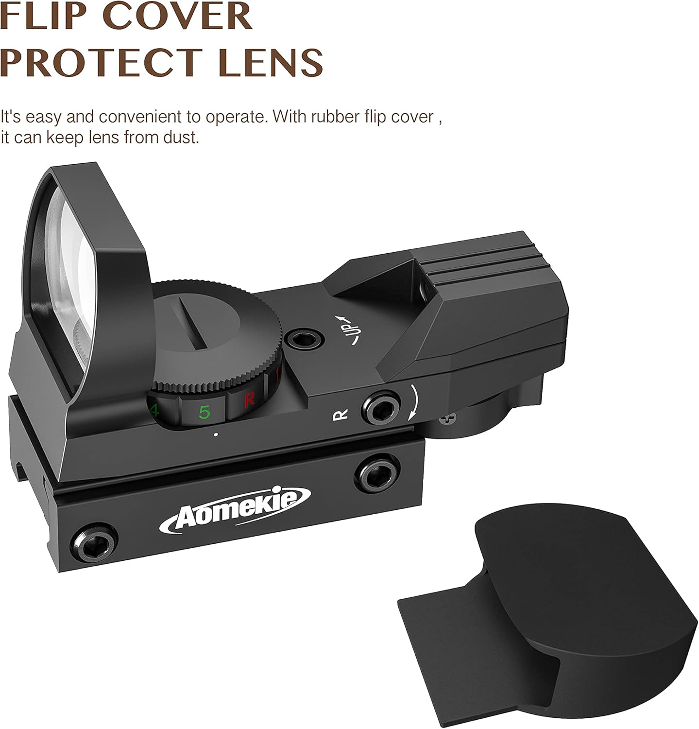 Aomekie Red Green Dot Gun Sight - Tactical Reflex Scope with 4 Reticles & 20mm Mount Rail