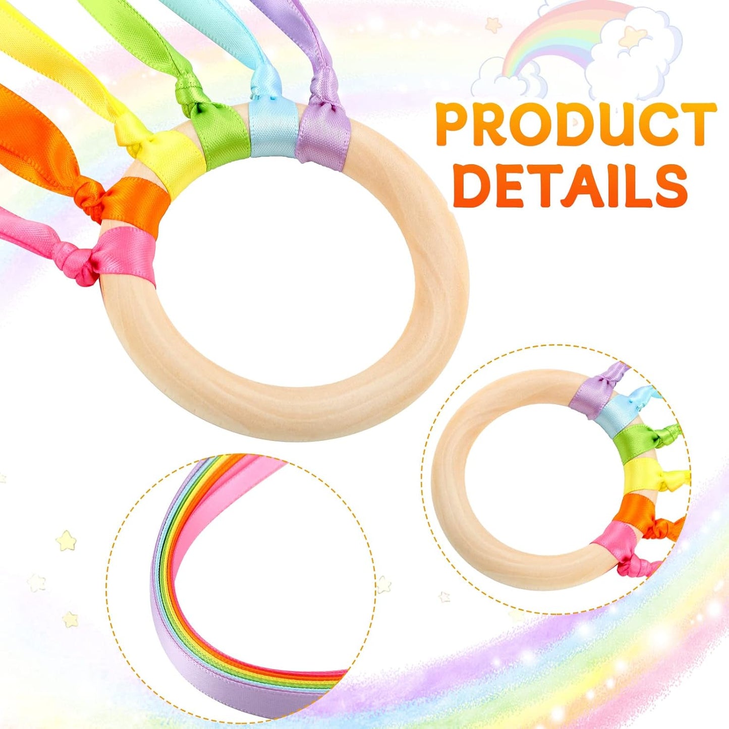 Sumind Rainbow Ribbon Hand Kites - 6 Pcs Colorful Streamer Wands for Kids | Educational Dance Toys